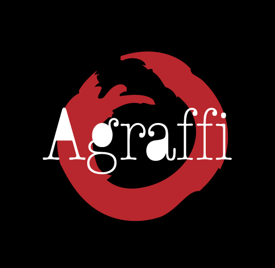 Agraffi logotyp på svart bakgrund
